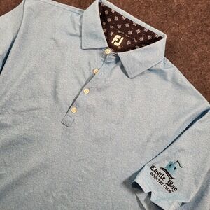 FootJoy Golf Polo Men's XL FJ Logo Performance Blue Golf Logo AOP Castle Bay
